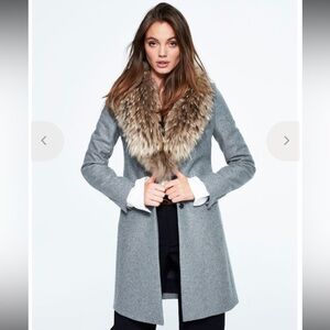 SAM New York Gray Women's Coat with Fur Collar Sz L
